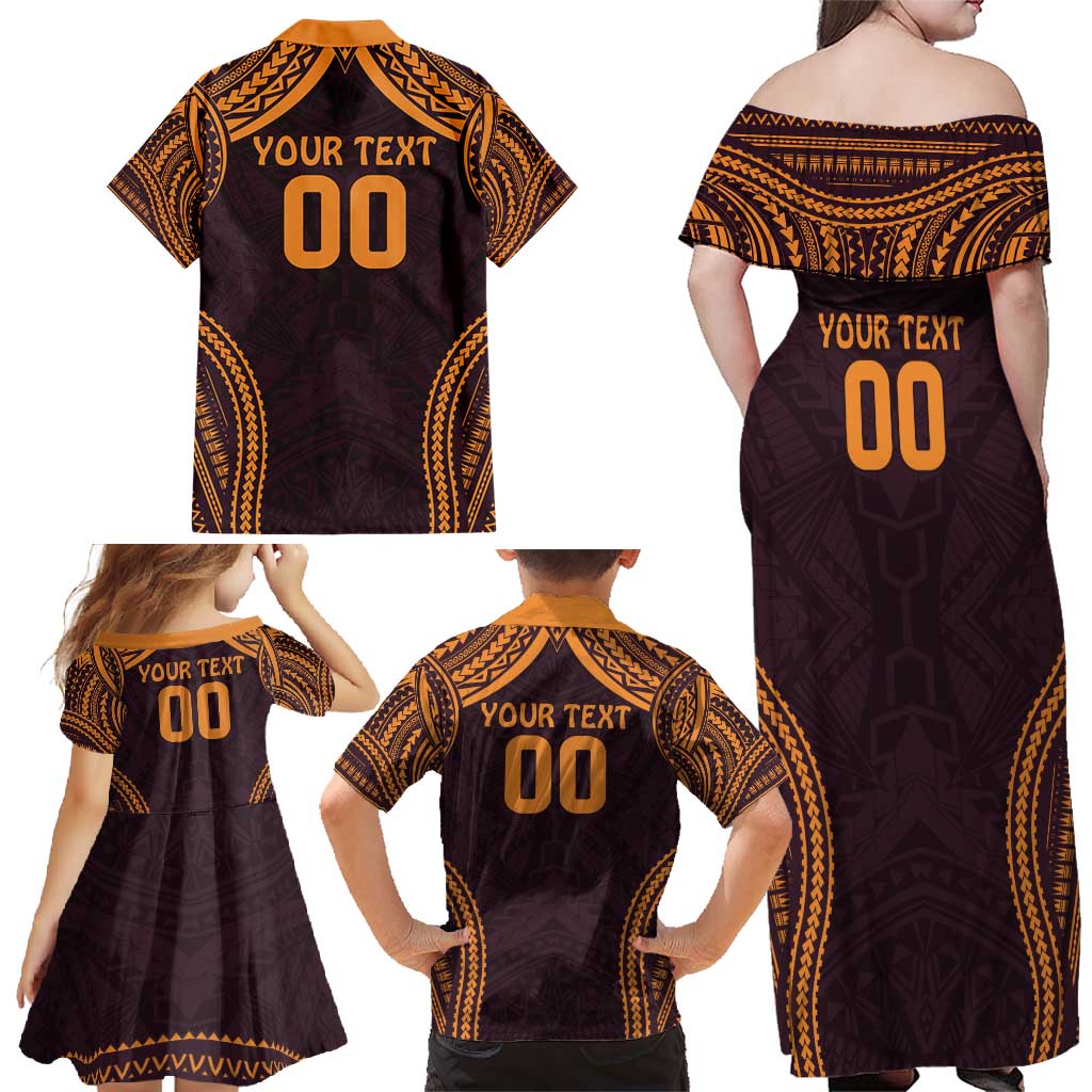Custom Broncos Rugby Family Matching Off Shoulder Maxi Dress and Hawaiian Shirt With Polynesian Style
