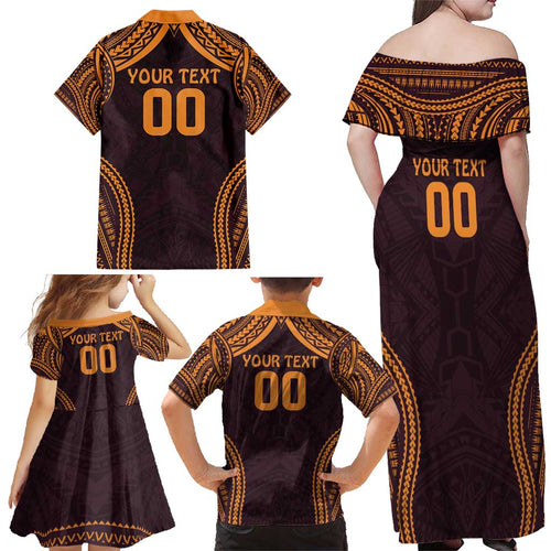 Custom Broncos Rugby Family Matching Off Shoulder Maxi Dress and Hawaiian Shirt With Polynesian Style