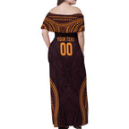Custom Broncos Rugby Family Matching Off Shoulder Maxi Dress and Hawaiian Shirt With Polynesian Style