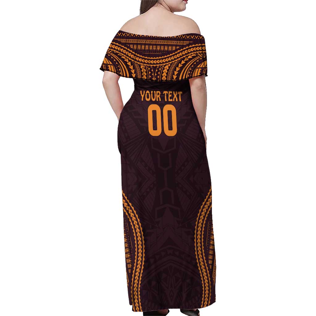 Custom Broncos Rugby Family Matching Off Shoulder Maxi Dress and Hawaiian Shirt With Polynesian Style