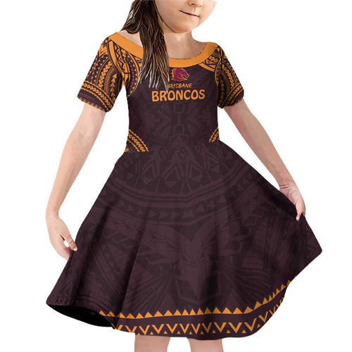 Custom Broncos Rugby Family Matching Off Shoulder Short Dress and Hawaiian Shirt With Polynesian Style