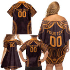 Custom Broncos Rugby Family Matching Off Shoulder Short Dress and Hawaiian Shirt With Polynesian Style