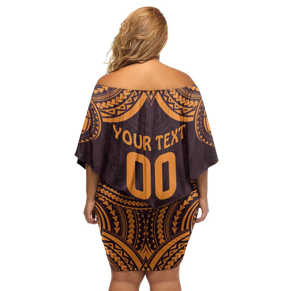 Custom Broncos Rugby Family Matching Off Shoulder Short Dress and Hawaiian Shirt With Polynesian Style