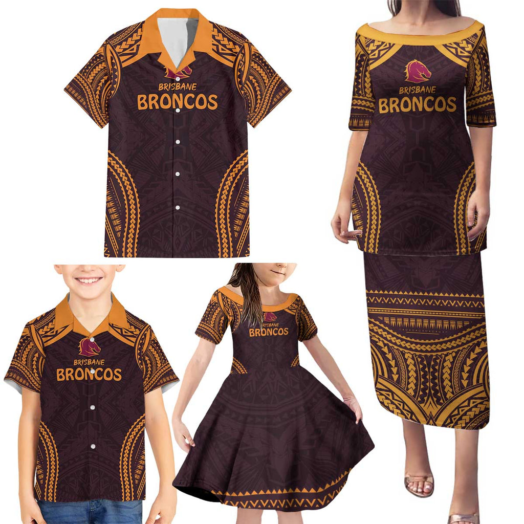 Custom Broncos Rugby Family Matching Puletasi and Hawaiian Shirt With Polynesian Style