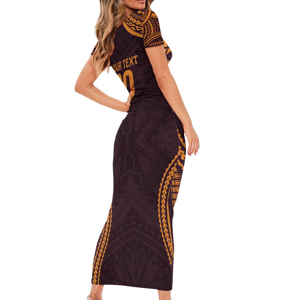 Custom Broncos Rugby Family Matching Short Sleeve Bodycon Dress and Hawaiian Shirt With Polynesian Style