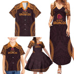 Custom Broncos Rugby Family Matching Summer Maxi Dress and Hawaiian Shirt With Polynesian Style