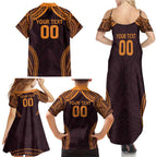 Custom Broncos Rugby Family Matching Summer Maxi Dress and Hawaiian Shirt With Polynesian Style