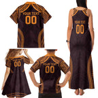 Custom Broncos Rugby Family Matching Tank Maxi Dress and Hawaiian Shirt With Polynesian Style