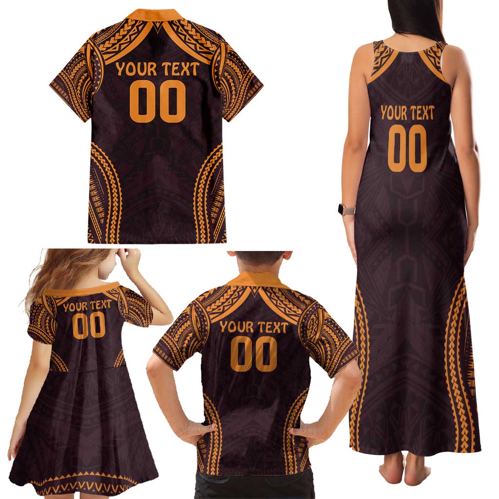 Custom Broncos Rugby Family Matching Tank Maxi Dress and Hawaiian Shirt With Polynesian Style