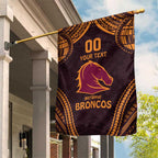 Custom Broncos Rugby Garden Flag With Polynesian Style