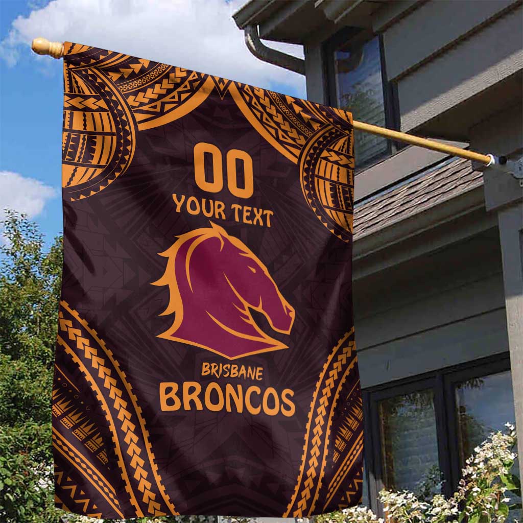 Custom Broncos Rugby Garden Flag With Polynesian Style