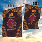 Custom Broncos Rugby Garden Flag With Polynesian Style