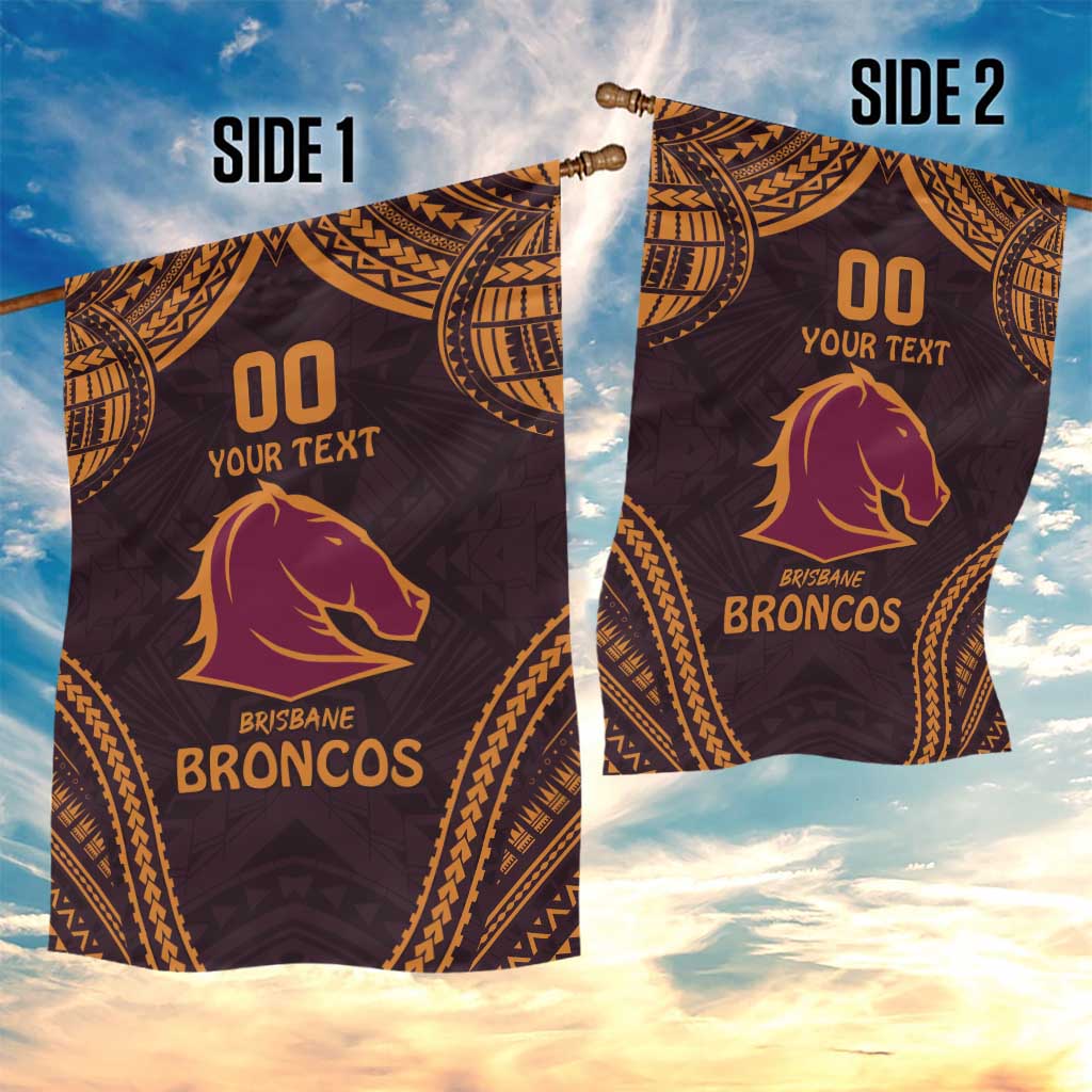 Custom Broncos Rugby Garden Flag With Polynesian Style