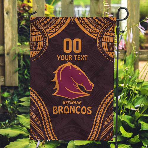 Custom Broncos Rugby Garden Flag With Polynesian Style