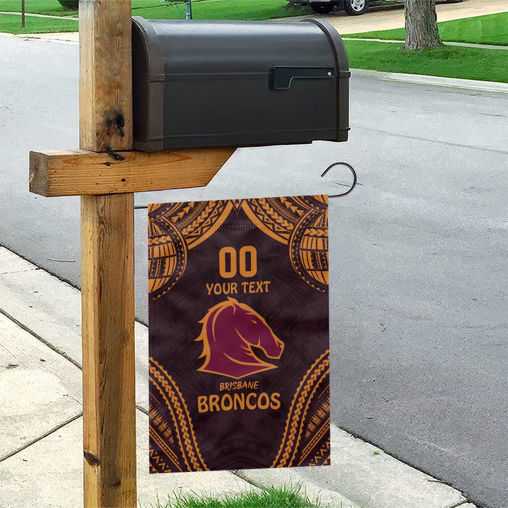 Custom Broncos Rugby Garden Flag With Polynesian Style