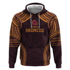 Custom Broncos Rugby Hoodie With Polynesian Style