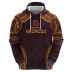 Custom Broncos Rugby Hoodie With Polynesian Style