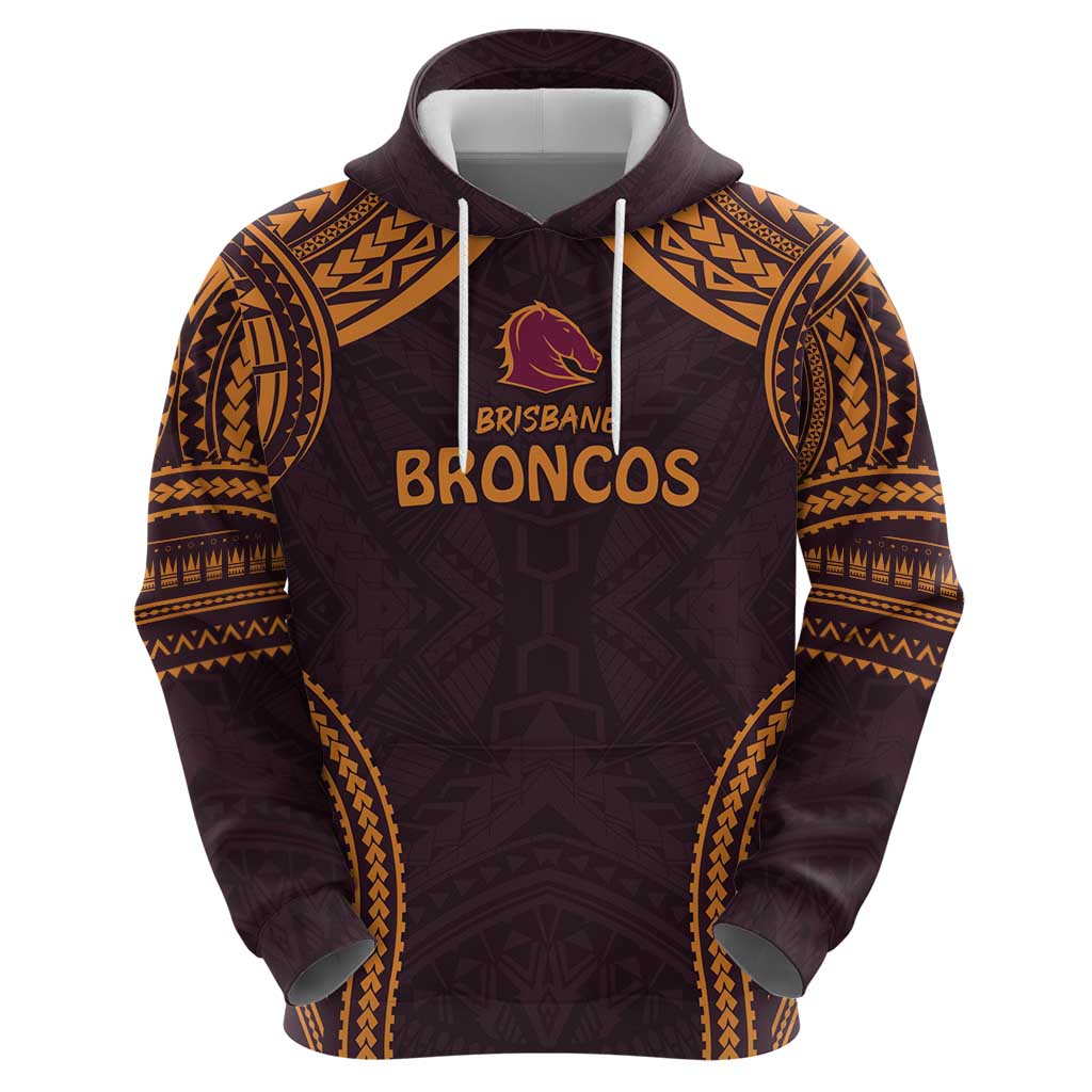 Custom Broncos Rugby Hoodie With Polynesian Style