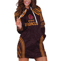 Custom Broncos Rugby Hoodie Dress With Polynesian Style