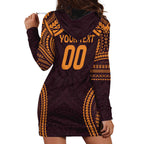 Custom Broncos Rugby Hoodie Dress With Polynesian Style