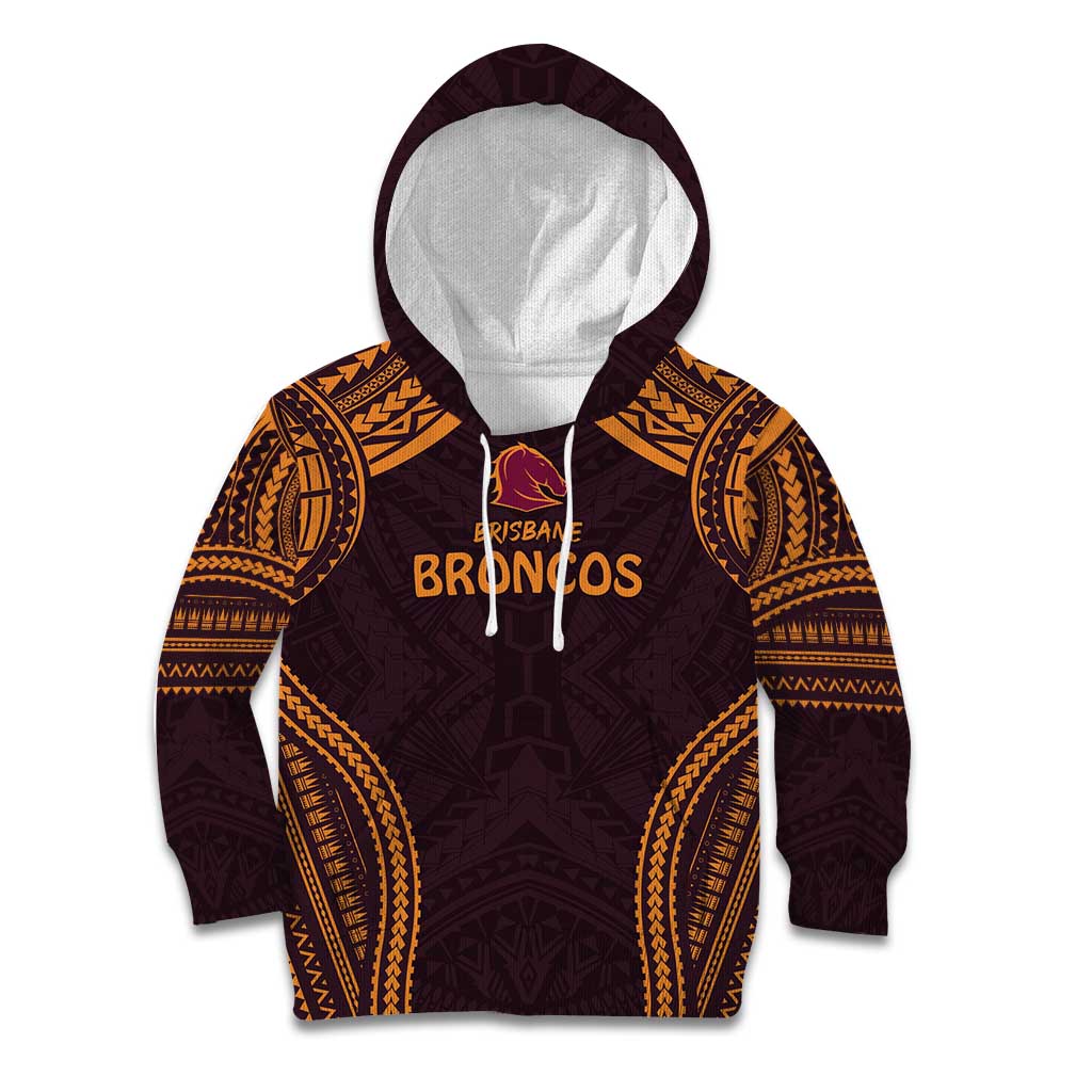 Custom Broncos Rugby Kid Hoodie With Polynesian Style