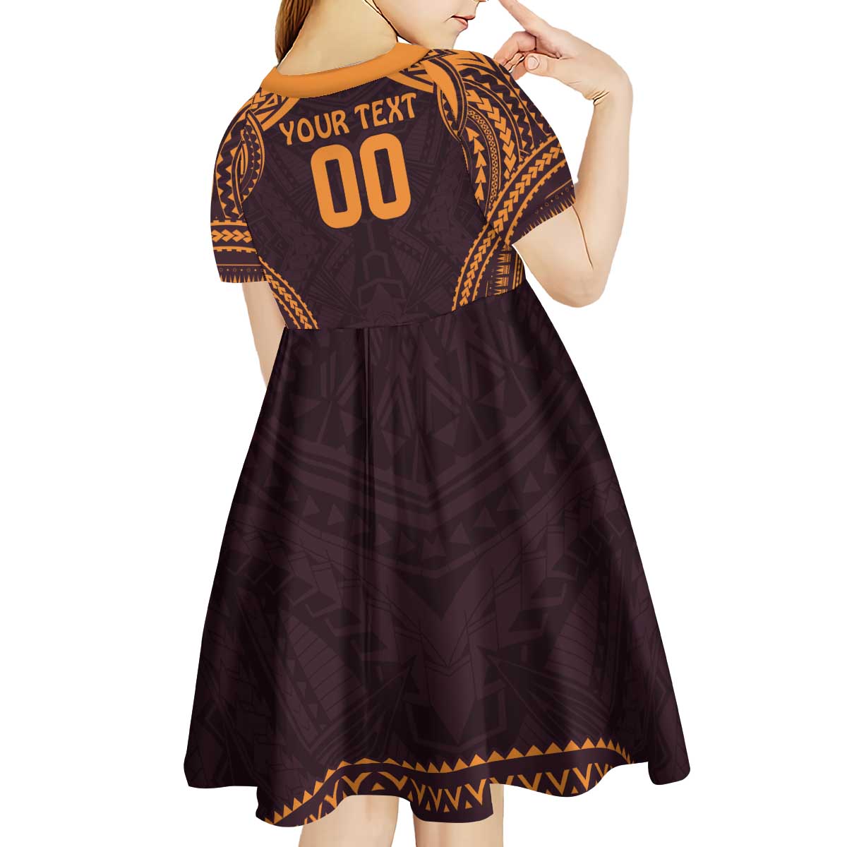 Custom Broncos Rugby Kid Short Sleeve Dress With Polynesian Style