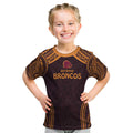 Custom Broncos Rugby Kid T Shirt With Polynesian Style