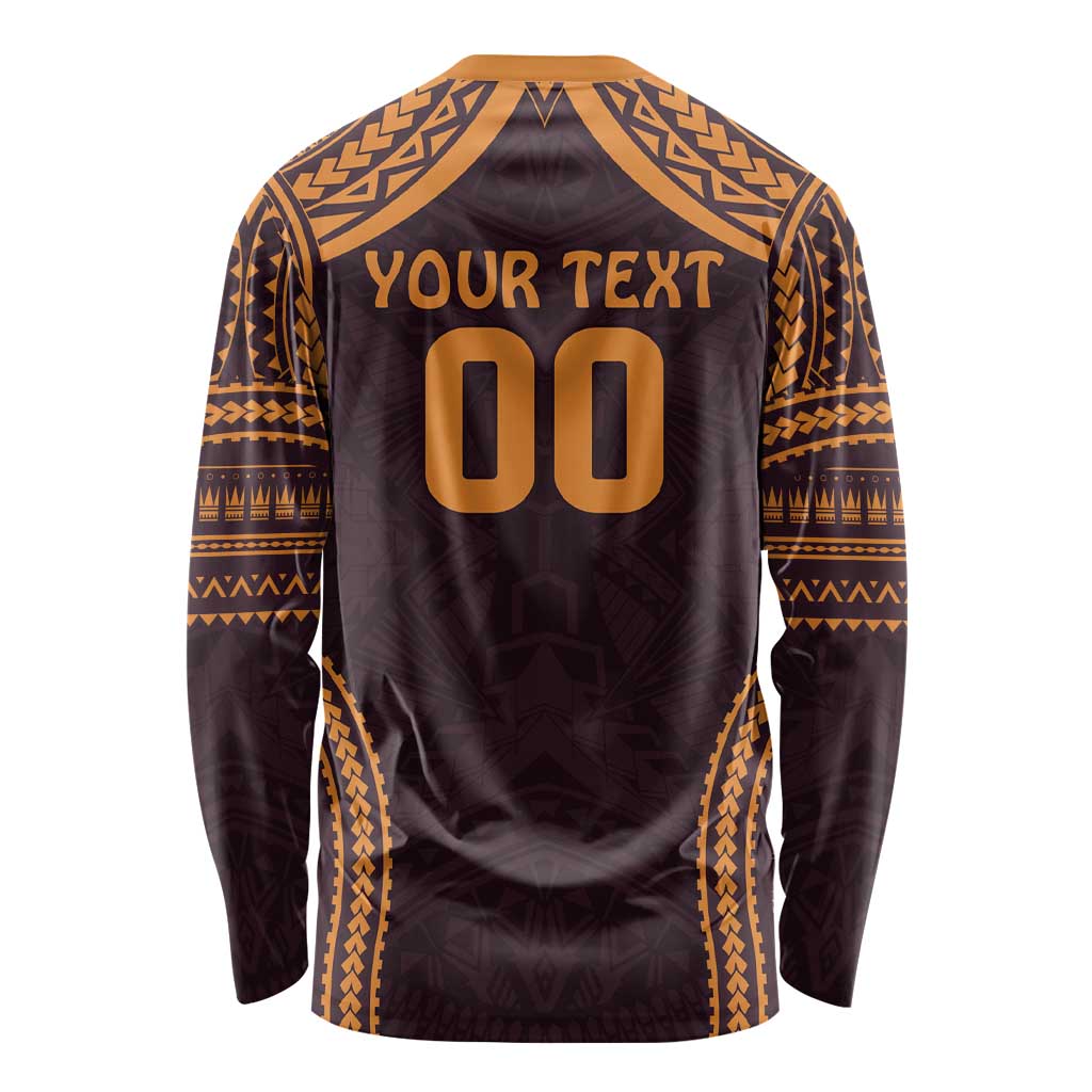 Custom Broncos Rugby Long Sleeve Shirt With Polynesian Style