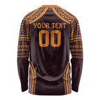 Custom Broncos Rugby Long Sleeve Shirt With Polynesian Style
