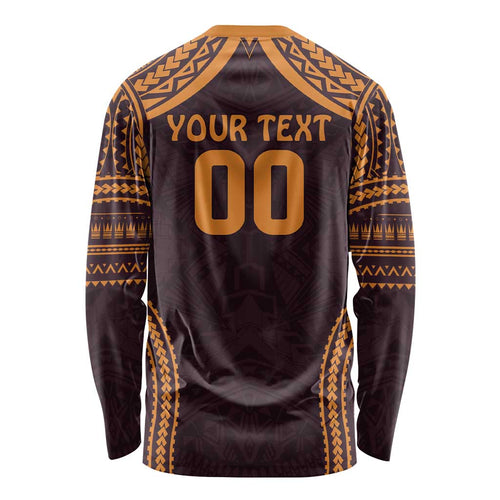 Custom Broncos Rugby Long Sleeve Shirt With Polynesian Style
