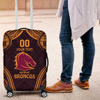 Custom Broncos Rugby Luggage Cover With Polynesian Style