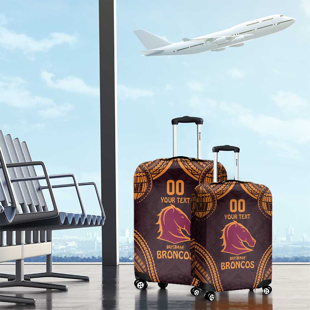 Custom Broncos Rugby Luggage Cover With Polynesian Style