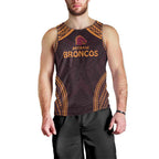 Custom Broncos Rugby Men Tank Top With Polynesian Style
