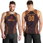Custom Broncos Rugby Men Tank Top With Polynesian Style