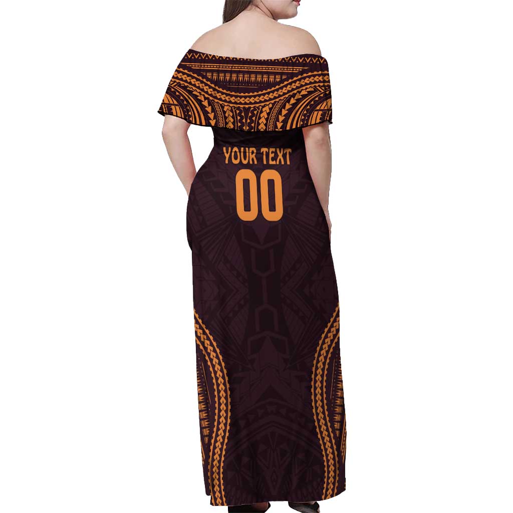 Custom Broncos Rugby Off Shoulder Maxi Dress With Polynesian Style