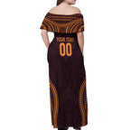 Custom Broncos Rugby Off Shoulder Maxi Dress With Polynesian Style