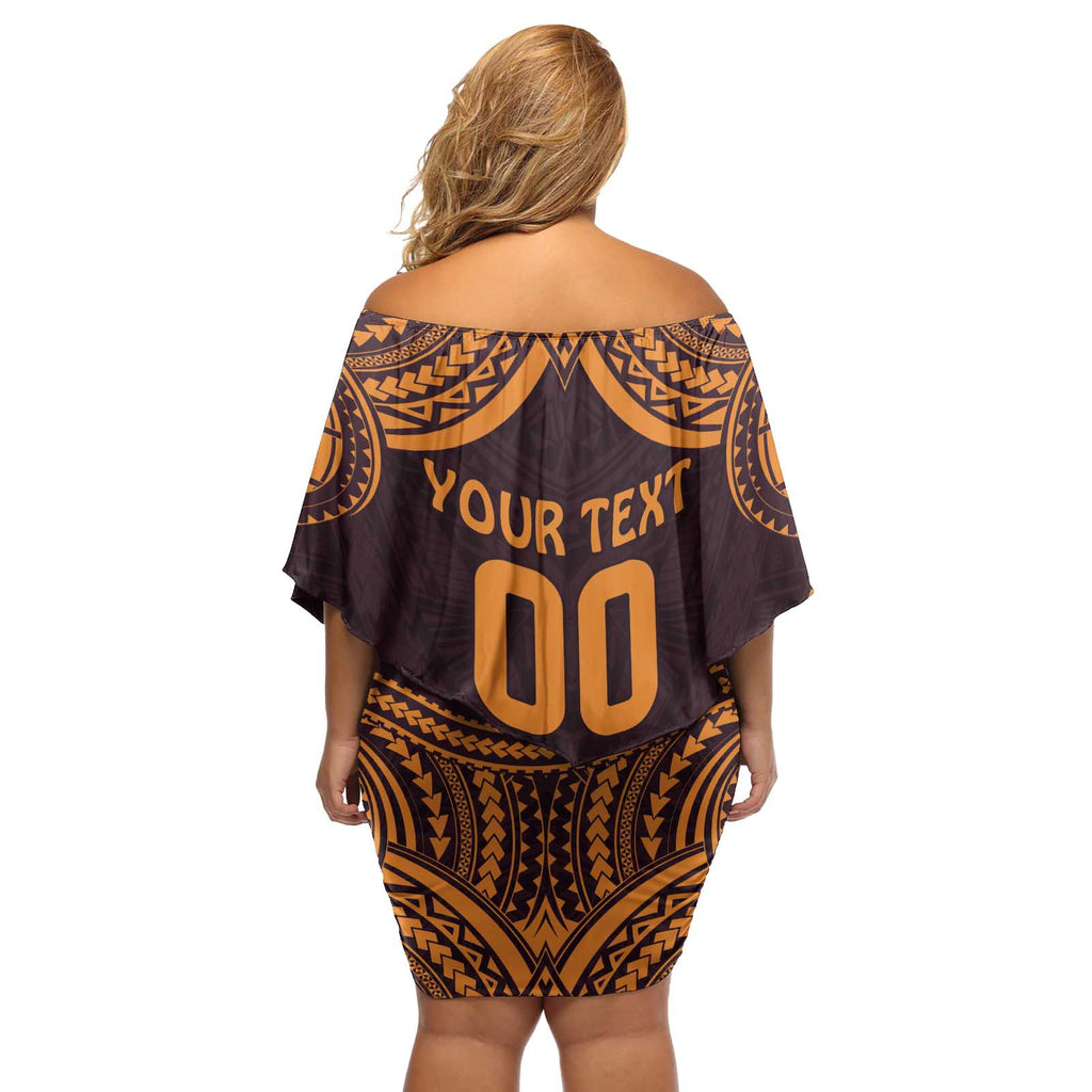 Custom Broncos Rugby Off Shoulder Short Dress With Polynesian Style