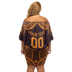 Custom Broncos Rugby Off Shoulder Short Dress With Polynesian Style