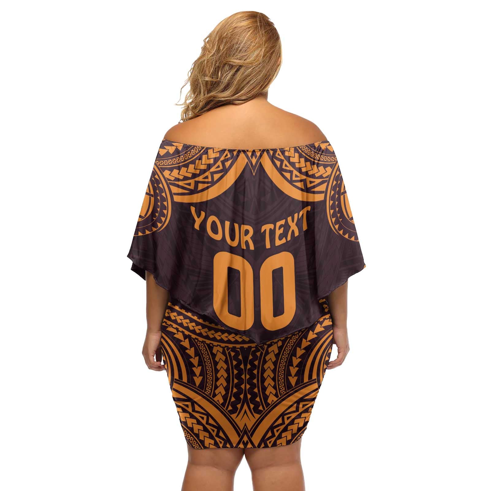 Custom Broncos Rugby Off Shoulder Short Dress With Polynesian Style