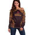 Custom Broncos Rugby Off Shoulder Sweater With Polynesian Style