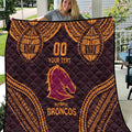 Custom Broncos Rugby Quilt With Polynesian Style