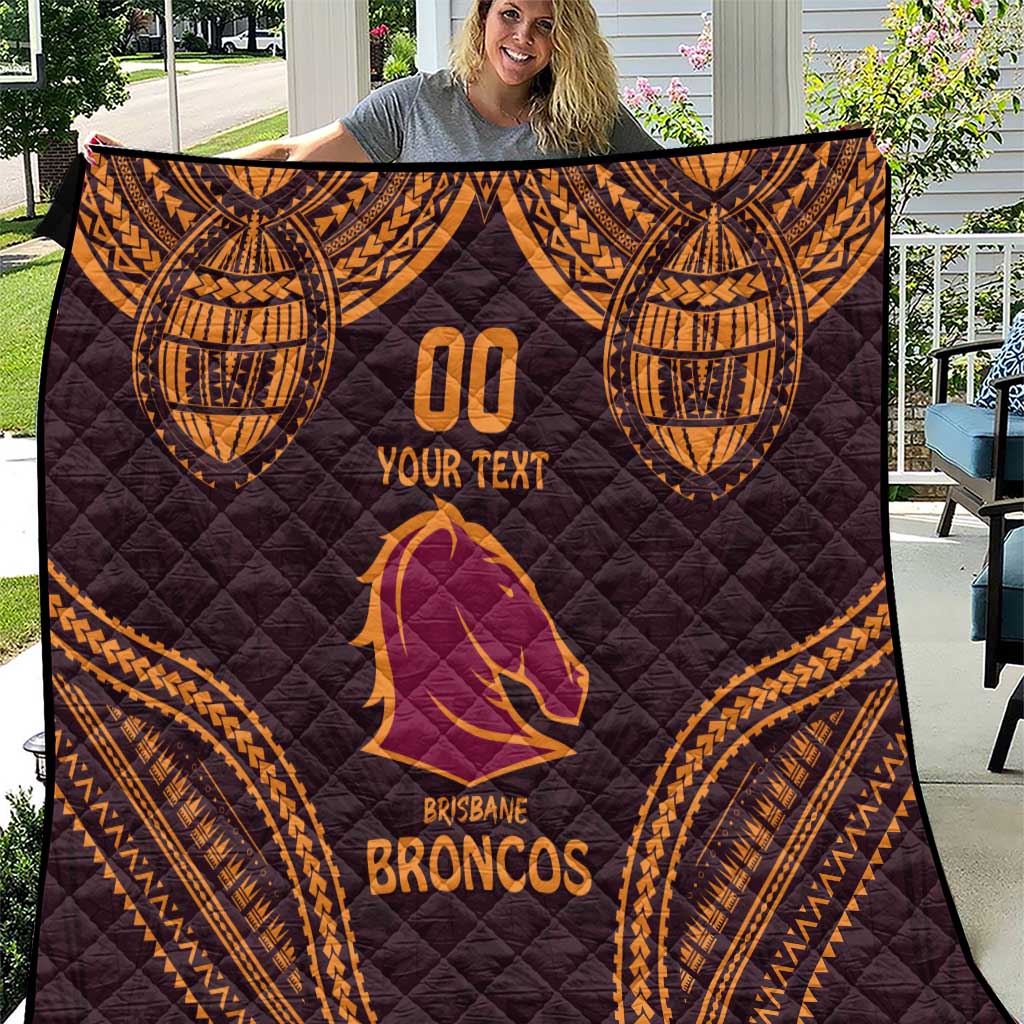 Custom Broncos Rugby Quilt With Polynesian Style