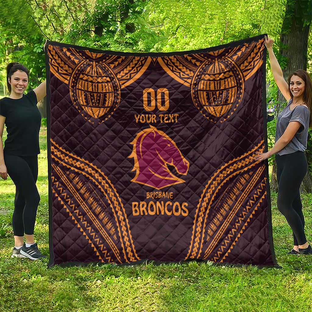 Custom Broncos Rugby Quilt With Polynesian Style