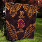 Custom Broncos Rugby Quilt With Polynesian Style
