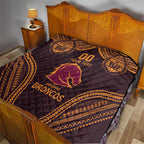 Custom Broncos Rugby Quilt With Polynesian Style