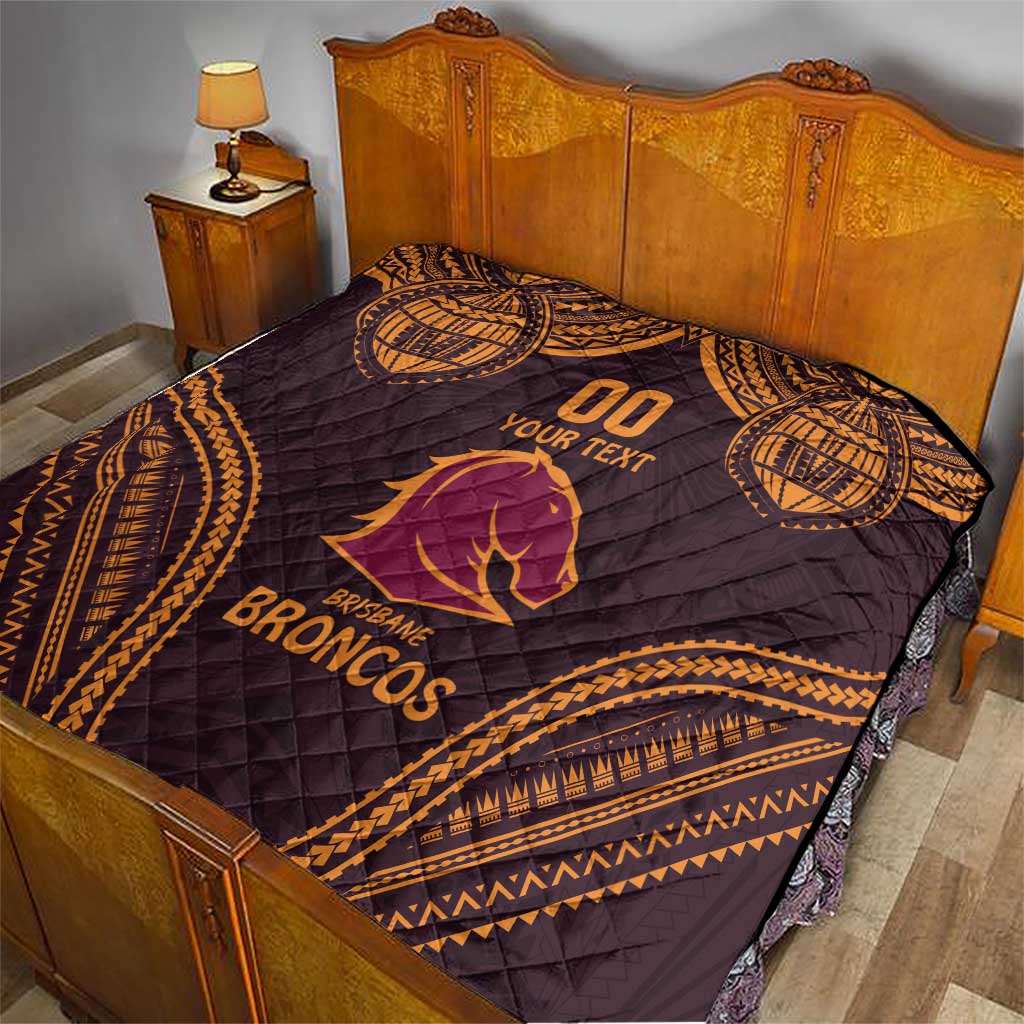 Custom Broncos Rugby Quilt With Polynesian Style