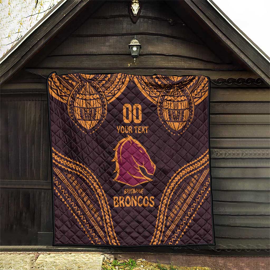 Custom Broncos Rugby Quilt With Polynesian Style