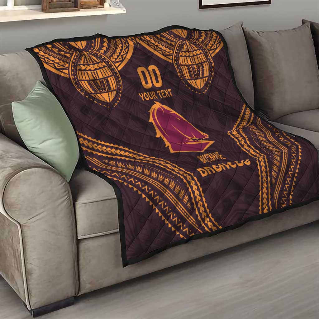 Custom Broncos Rugby Quilt With Polynesian Style