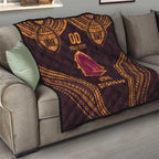 Custom Broncos Rugby Quilt With Polynesian Style