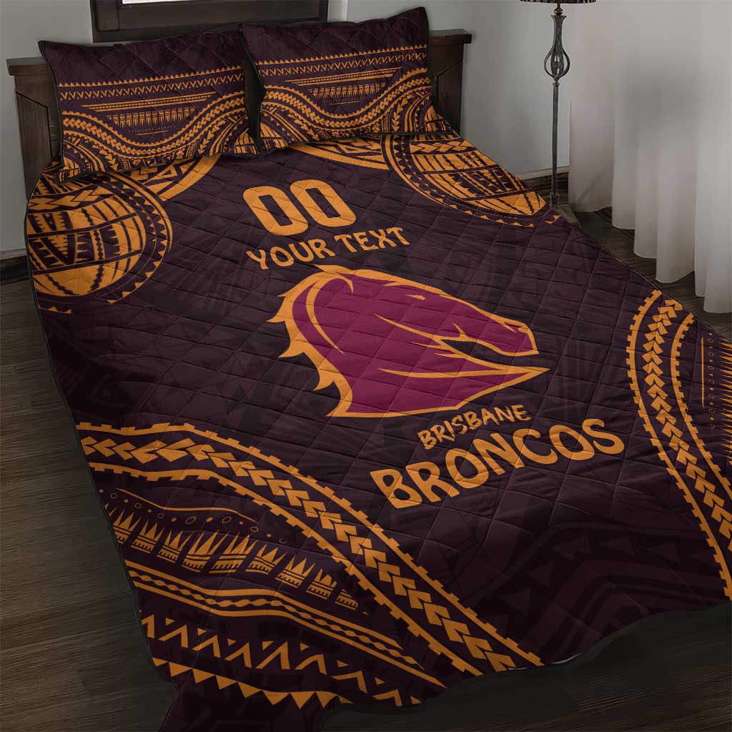 Custom Broncos Rugby Quilt Bed Set With Polynesian Style